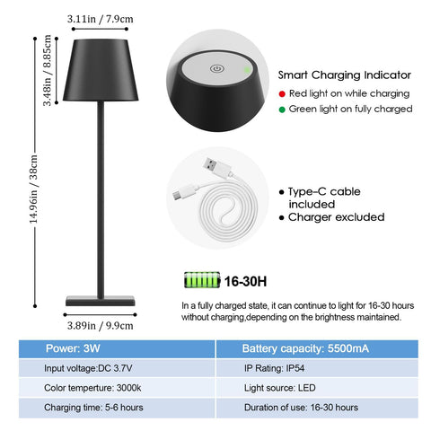 Aoceley IP65 waterproof table lamp ready for indoor and outdoor use.