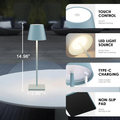 Aoceley non-slip silicone base stabilizes the lamp on desks or patios