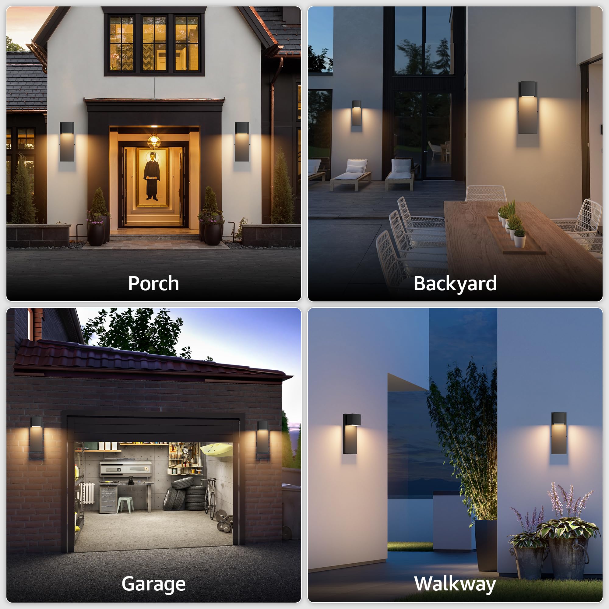Aoceley porch light adds cozy glow to patio entertaining spaces.
