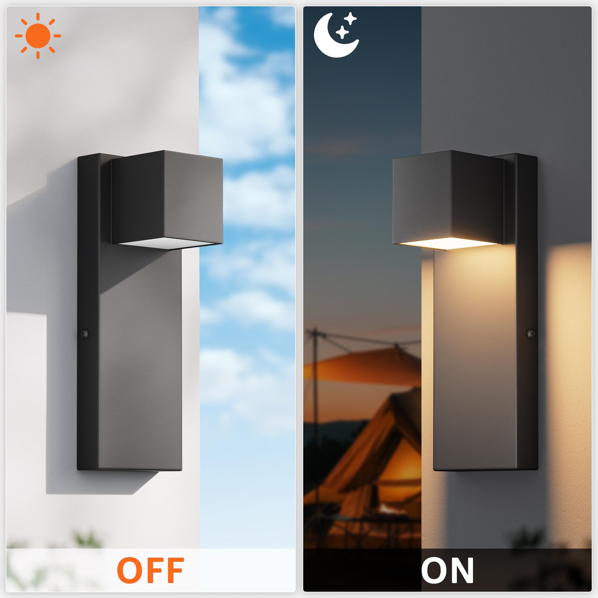 Aoceley black shade exterior lighting blends with modern exteriors.