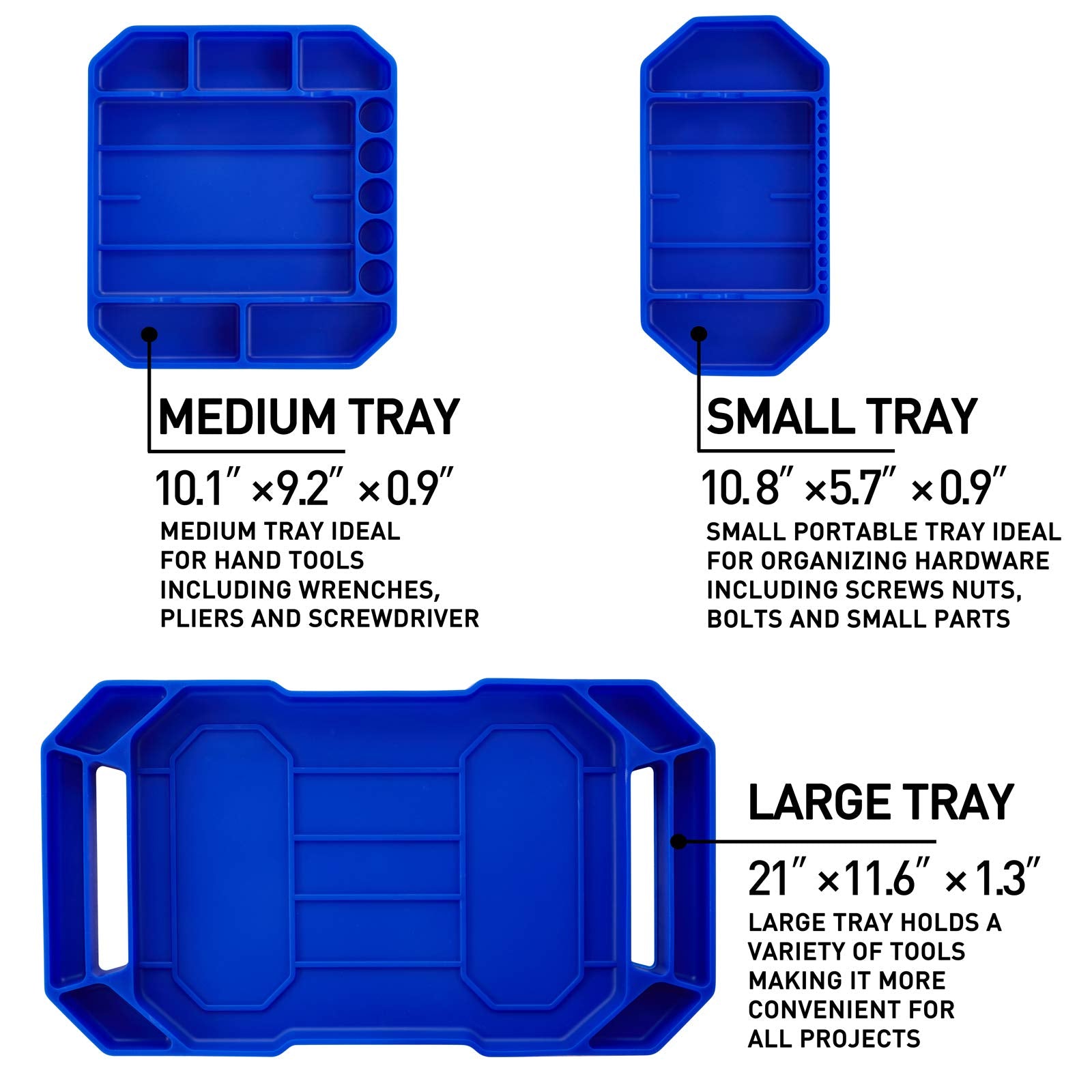 Aocoom medium non-slip silicone tool tray supports wrenches and sockets for quick access.