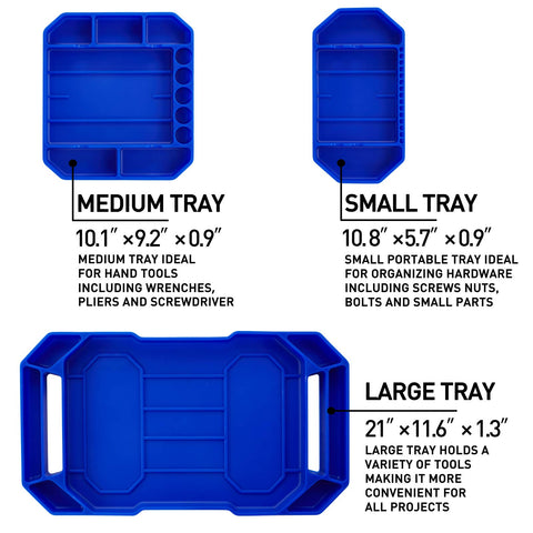 Aocoom medium non-slip silicone tool tray supports wrenches and sockets for quick access.