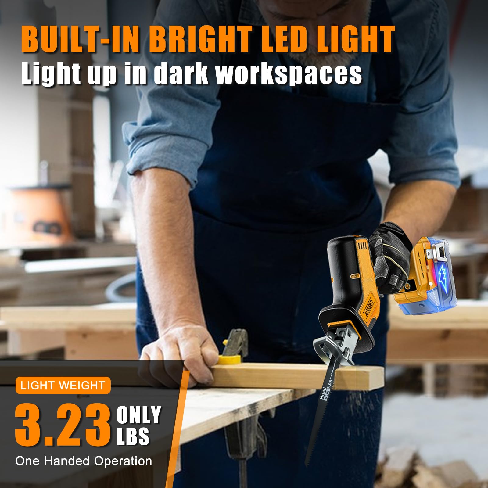 AODERTI tool-free blade change enables quick blade swaps for various tasks.