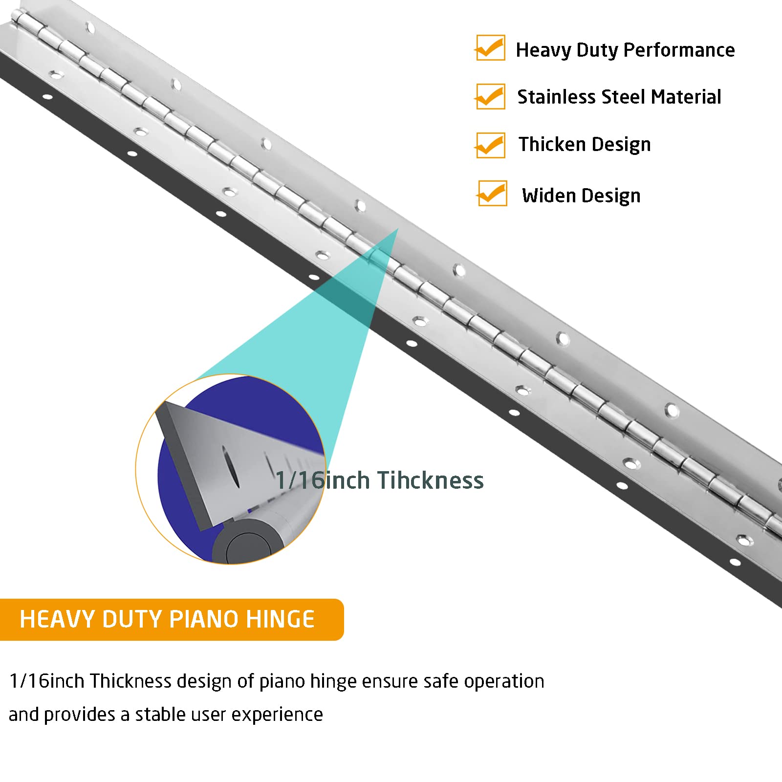 AODESTINY continuous hinge for doors distributes weight evenly for durability