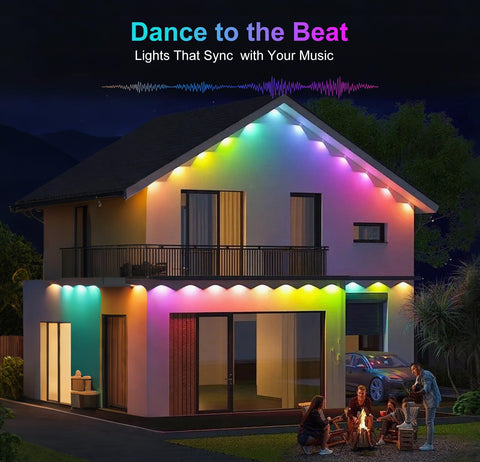 Aogled lights synced to music for dynamic outdoor events.