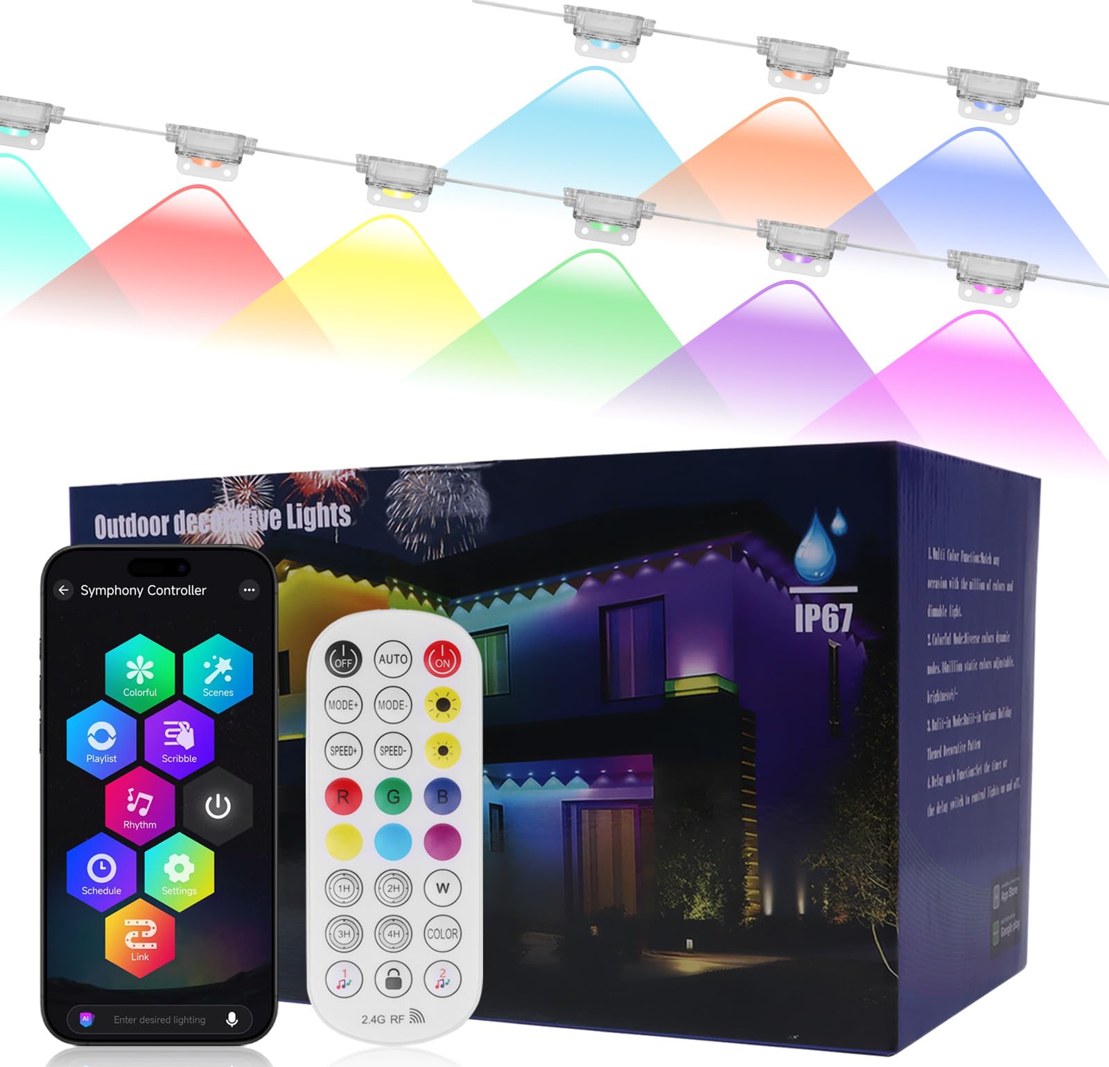 Aogled remote-control outdoor lights enabling quick color changes and brightness control