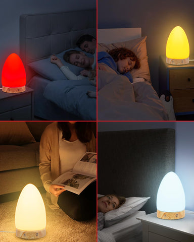 Aoife red light night light placed on a nightstand for gentle visibility.
