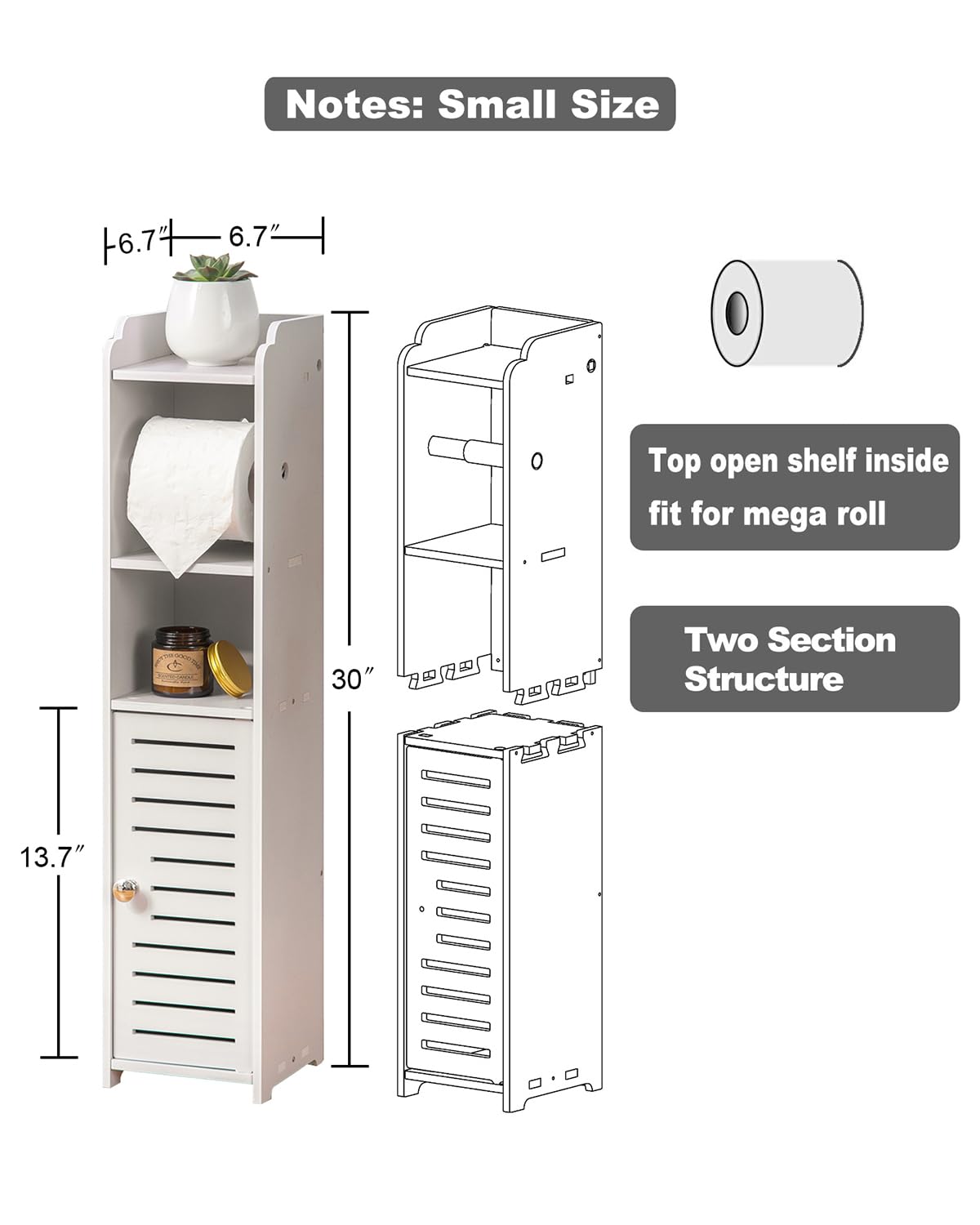 AOJEZOR Toilet Paper Holder Stand in a small bathroom demonstrates portable setup.