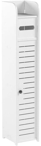AOJEZOR toilet paper holder stand, open shelves for organized bathroom essentials.