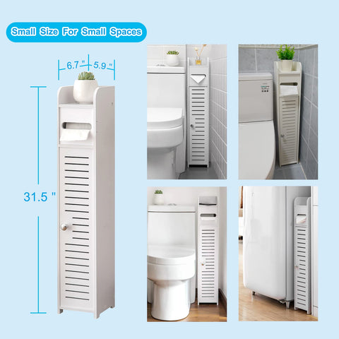 AOJEZOR toilet paper holder stand, side view, slim profile saves space.