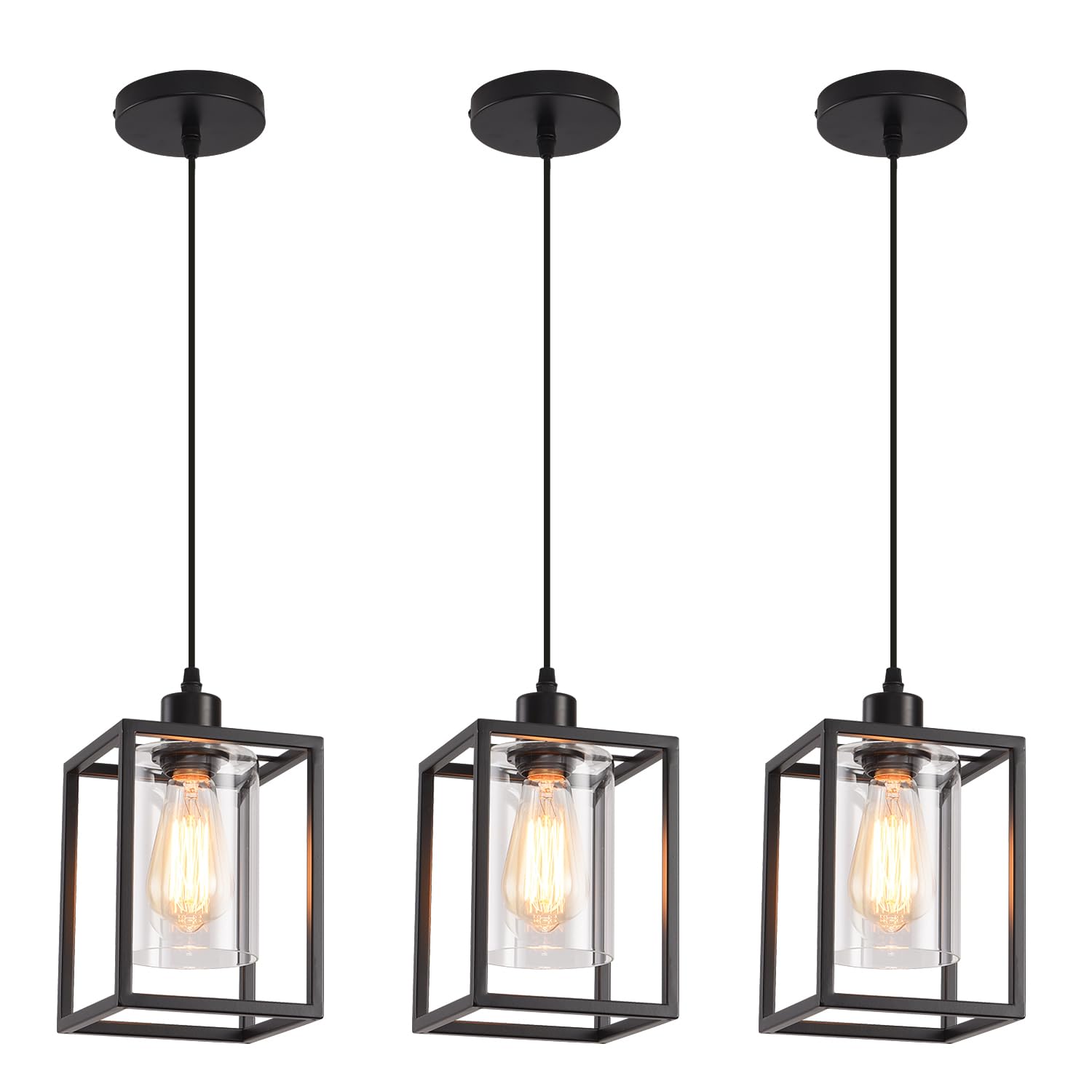 AOJUNSANSAN black pendant light with lantern-style shade for kitchen island ambience