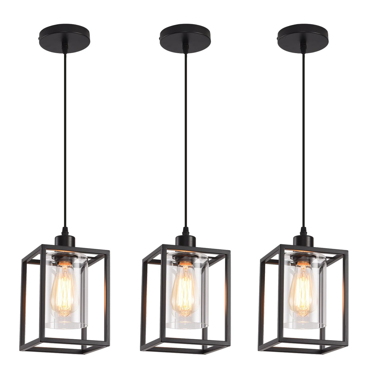 AOJUNSANSAN black pendant light with lantern-style shade for kitchen island ambience