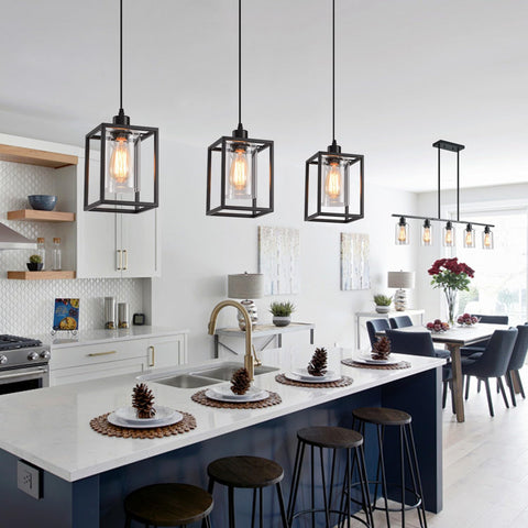 AOJUNSANSAN black pendant light lantern-style shade detail