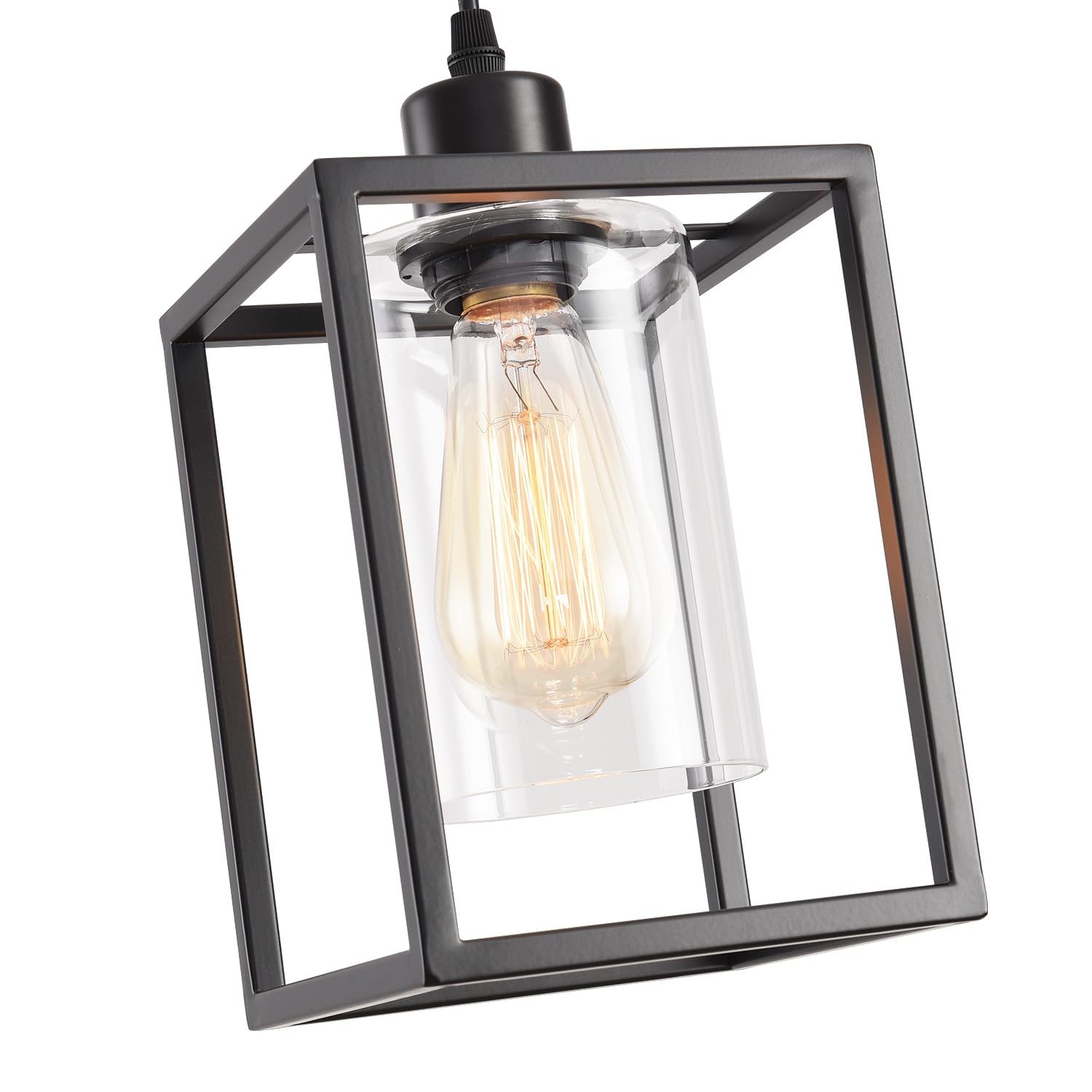 AOJUNSANSAN clear glass shade pendant illuminated in a modern setting