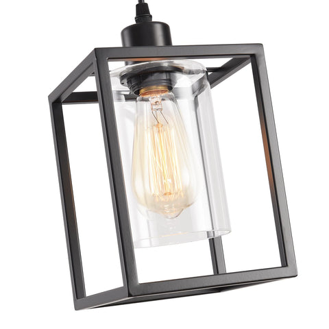 AOJUNSANSAN clear glass shade pendant illuminated in a modern setting