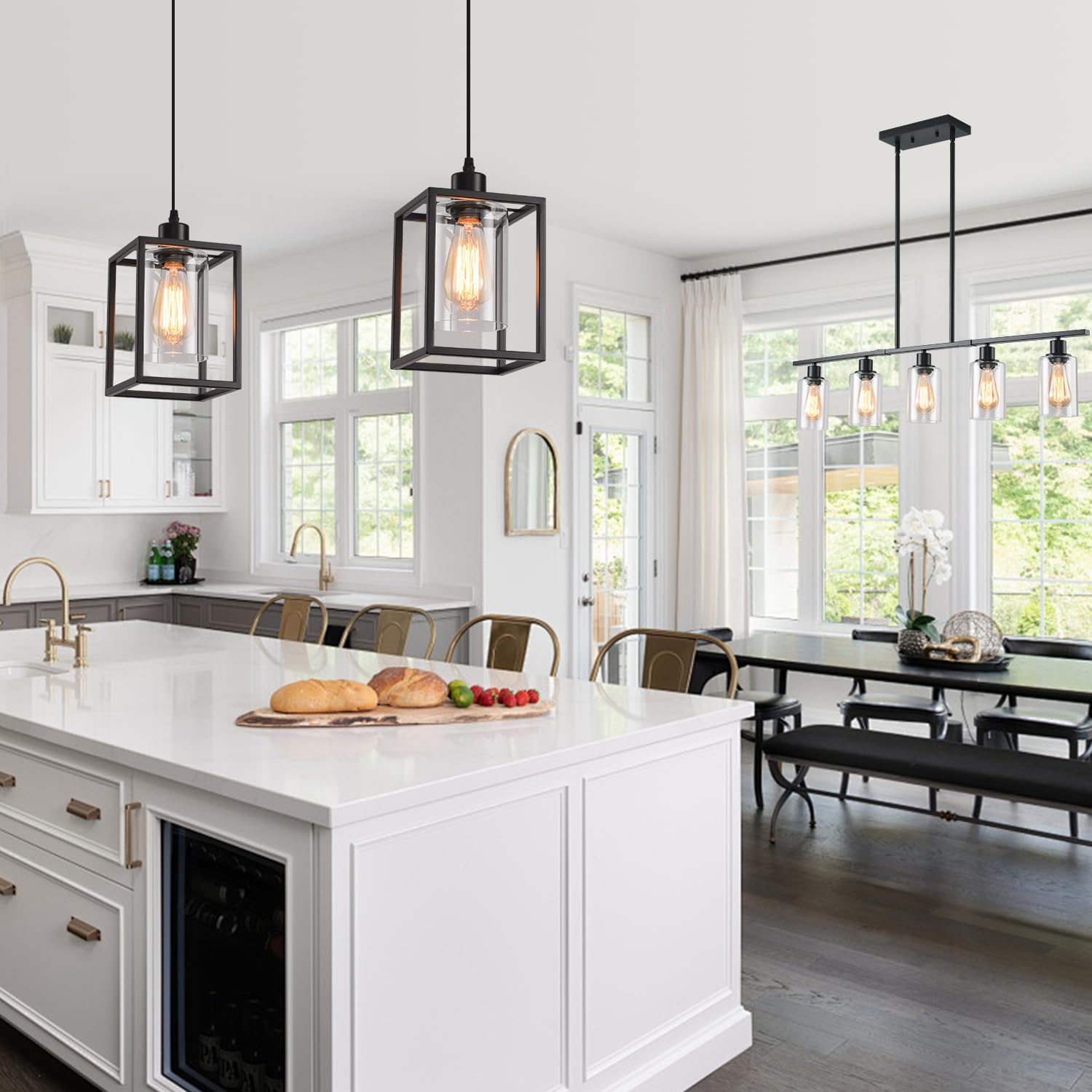 AOJUNSANSAN rust-resistant black pendant light for durable use