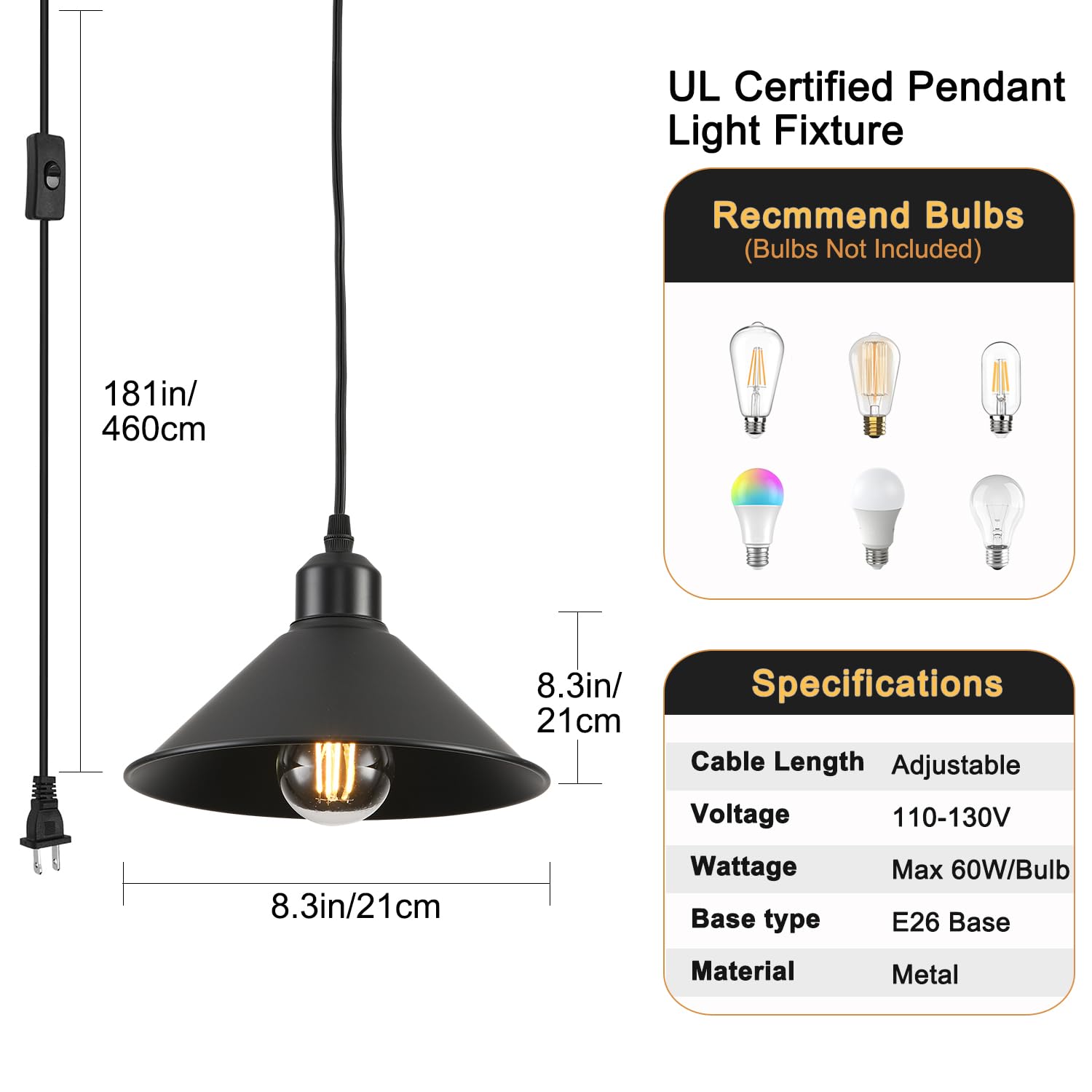 AOJUNSANSAN convenient on/off switch on pendant light near seating