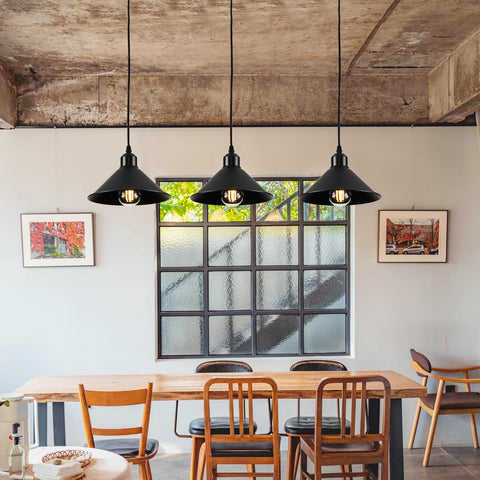 AOJUNSANSAN two-pack industrial pendant lights above dining area