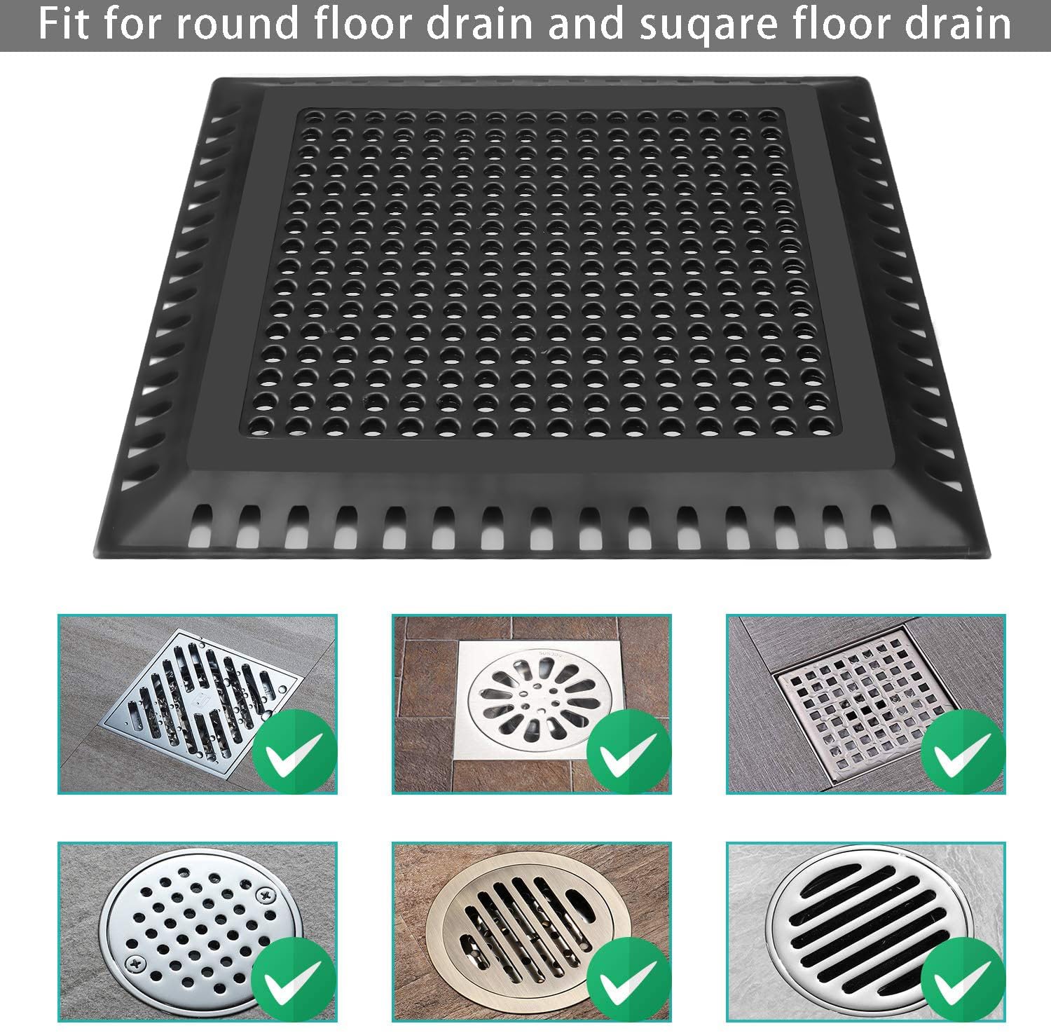 Aojuxix drain cover fits drains below 6.1 inches and blocks hair efficiently.