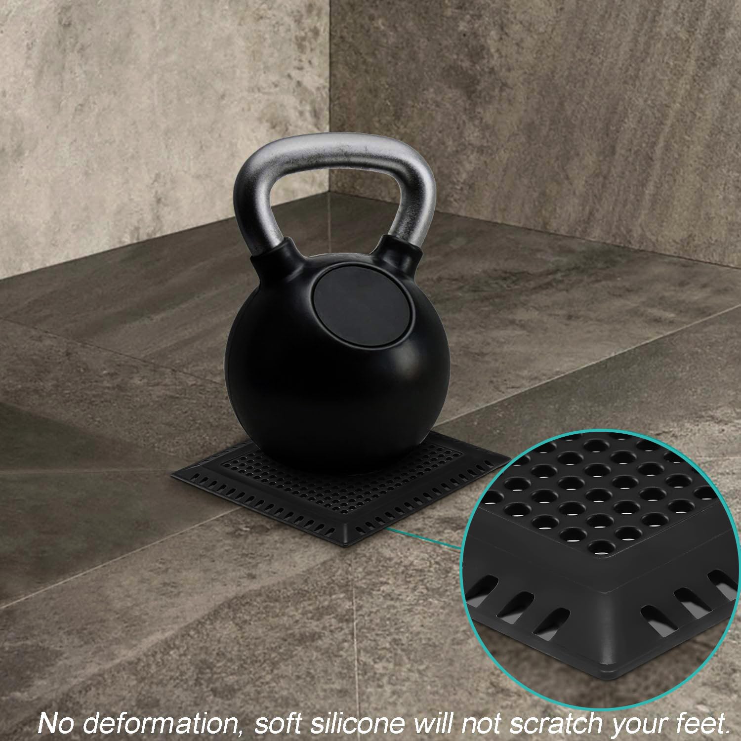 Small dense holes trap hair and debris while allowing fast, smooth drainage.