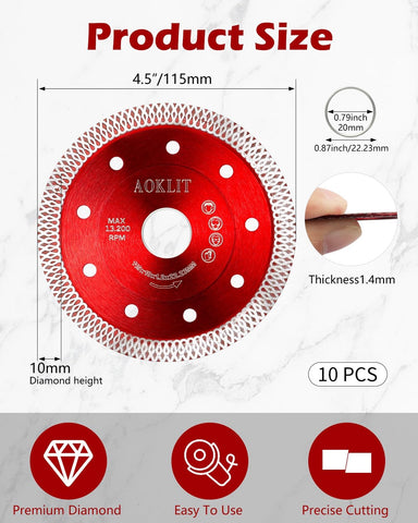AOKLIT blade with X-teeth turbo mesh rim minimizes chipping on porcelain and ceramic