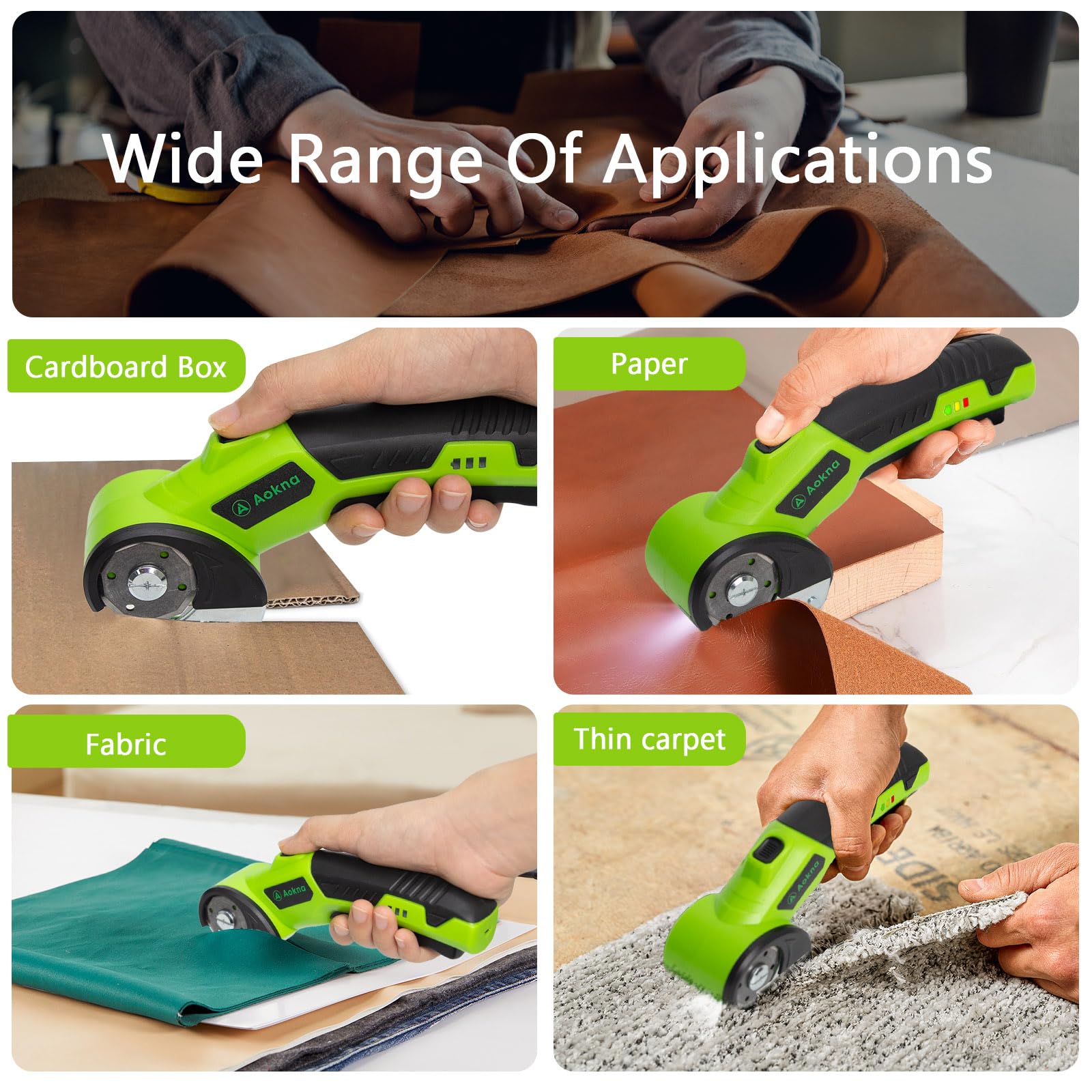 Aokna LED light on the handle improves visibility during cuts.