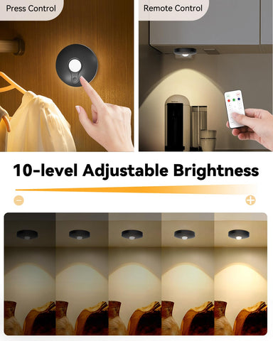 Aokpsrt under-cabinet puck light with magnets for quick mounting.