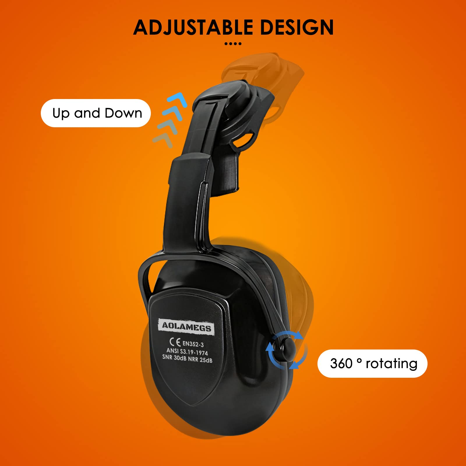 Aolamegs ANSI EN352-3 certified earmuffs for compliant site protection