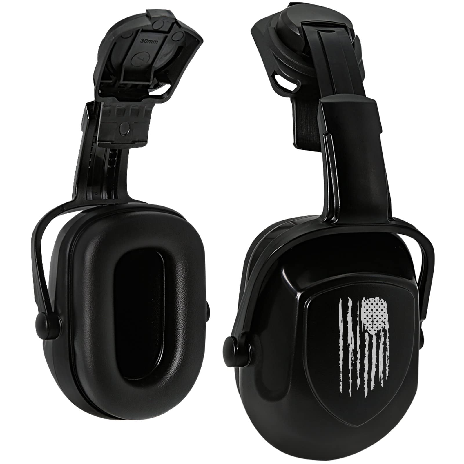 Aolamegs hearing protection earmuffs attached to a slotted helmet for safe work