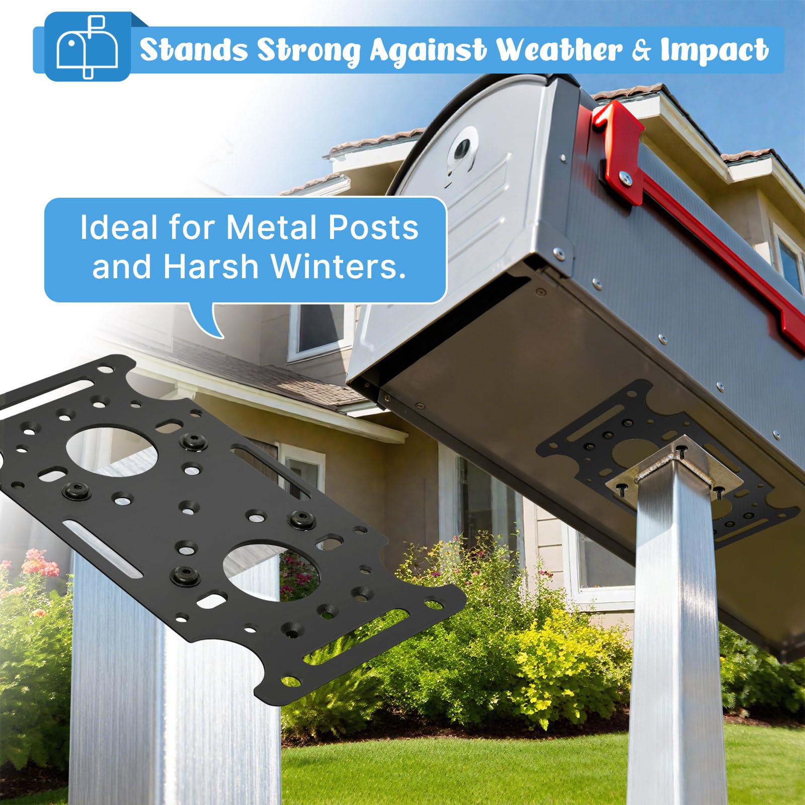 Weather-ready steel bracket designed for outdoor durability.