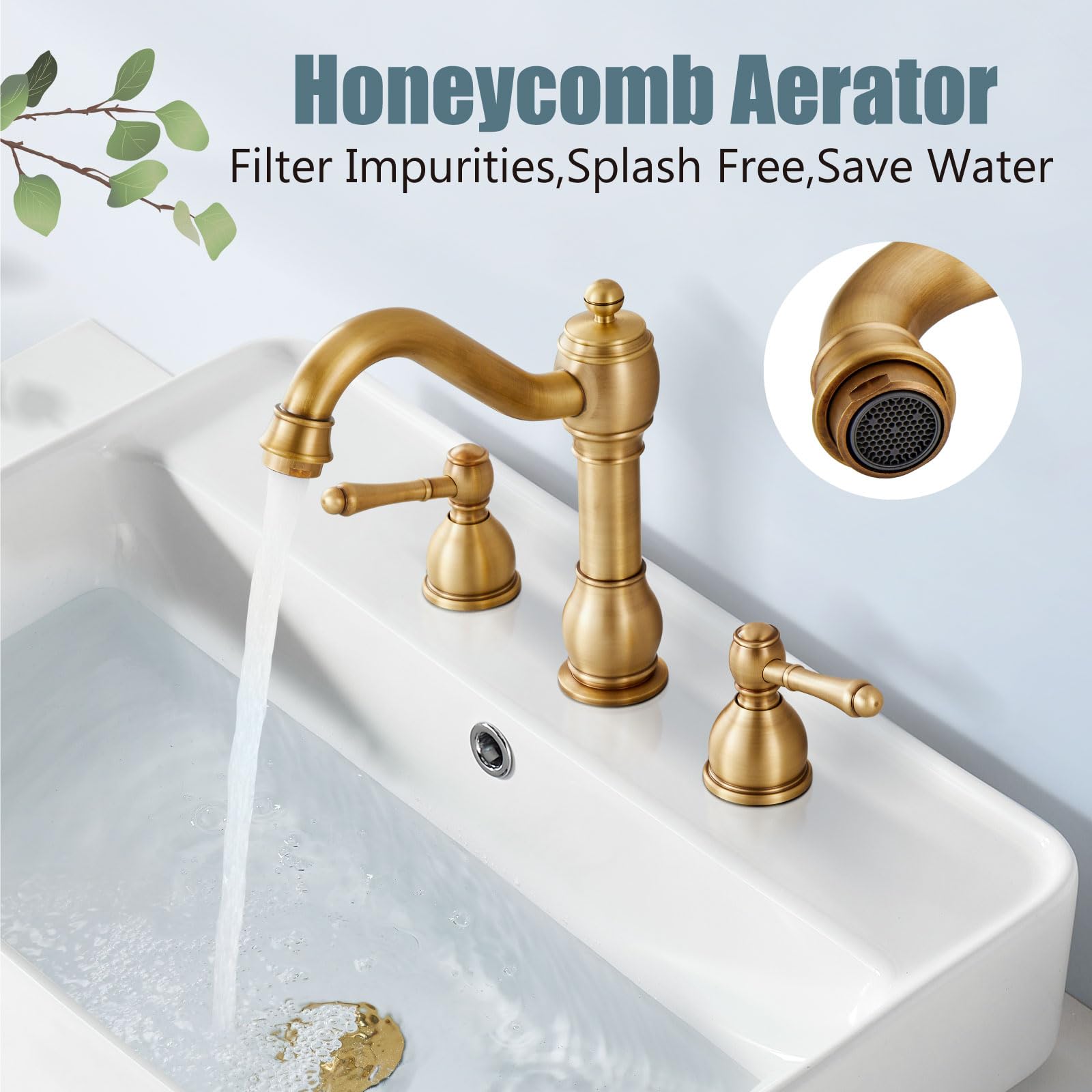 Aolemi deck-mount faucet with pop-up drain for clean, hassle-free basin setup.