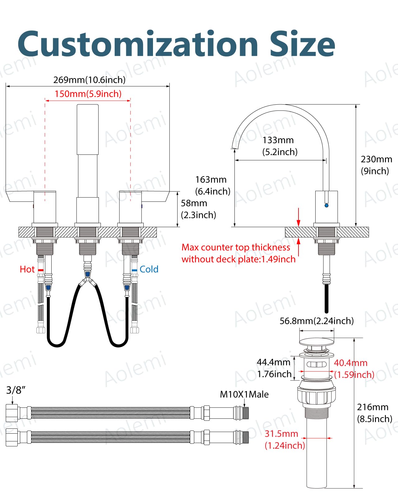 Aolemi ceramic cartridge detail for reliable potable water contact