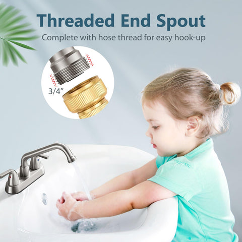 Aolemi brushed nickel faucet assembly with dual handles for precise temperature control.