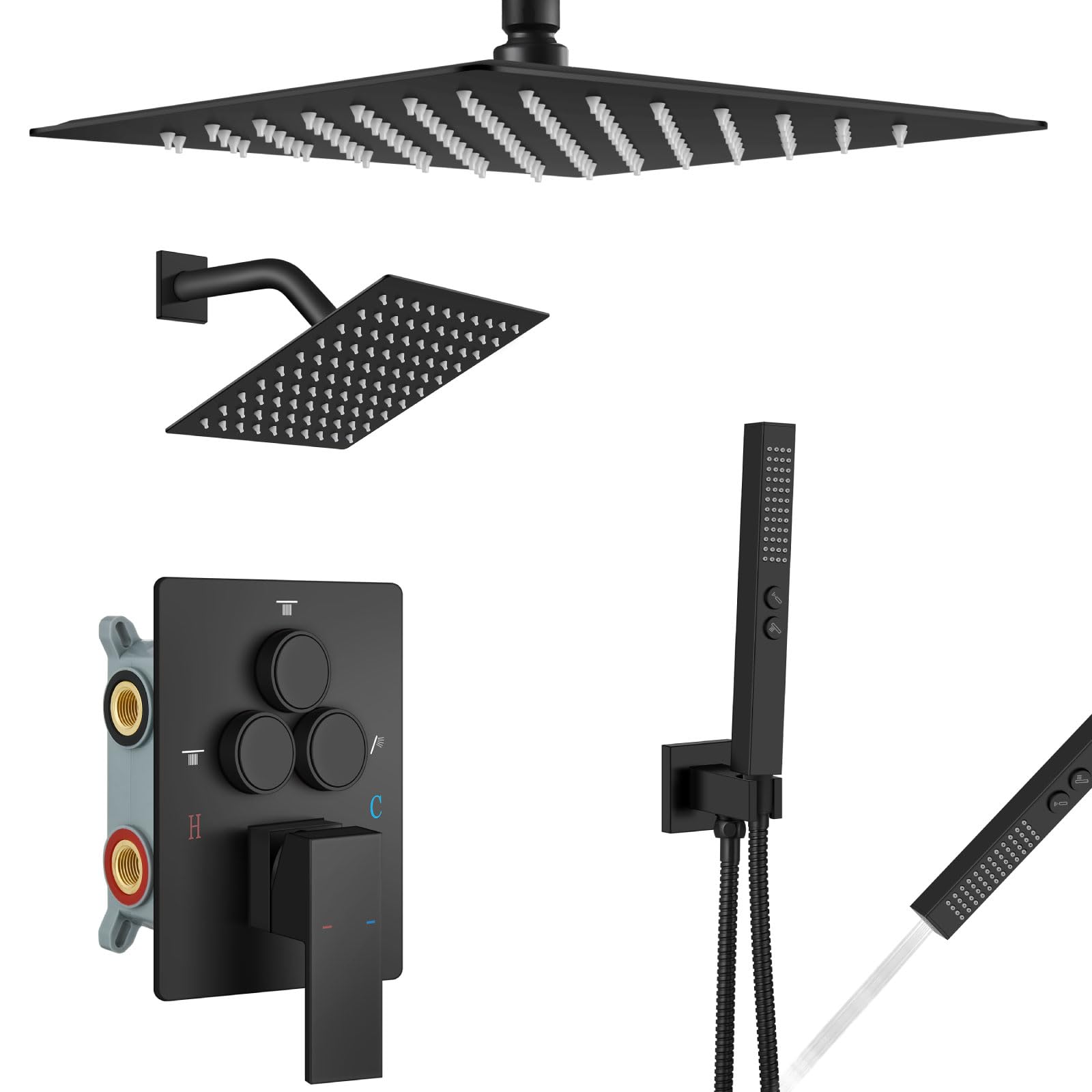 Aolemi 12-inch ceiling shower head delivering rainfall spray for a spa-like experience