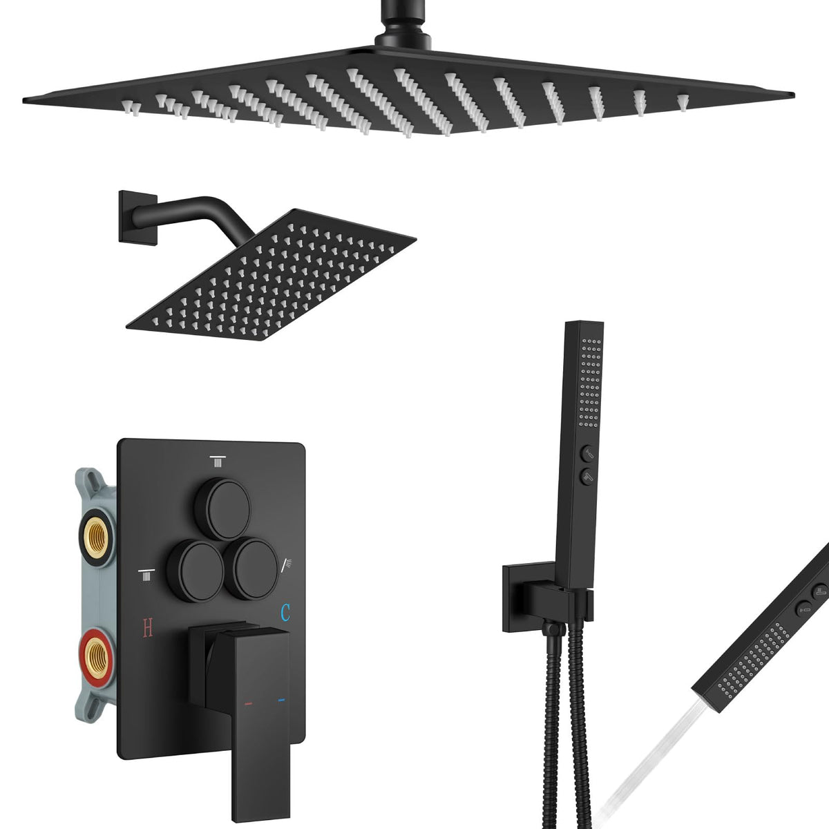 Aolemi 12-inch ceiling shower head delivering rainfall spray for a spa-like experience