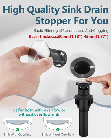Aolemi pop-up drain with overflow for easy bathroom sink maintenance