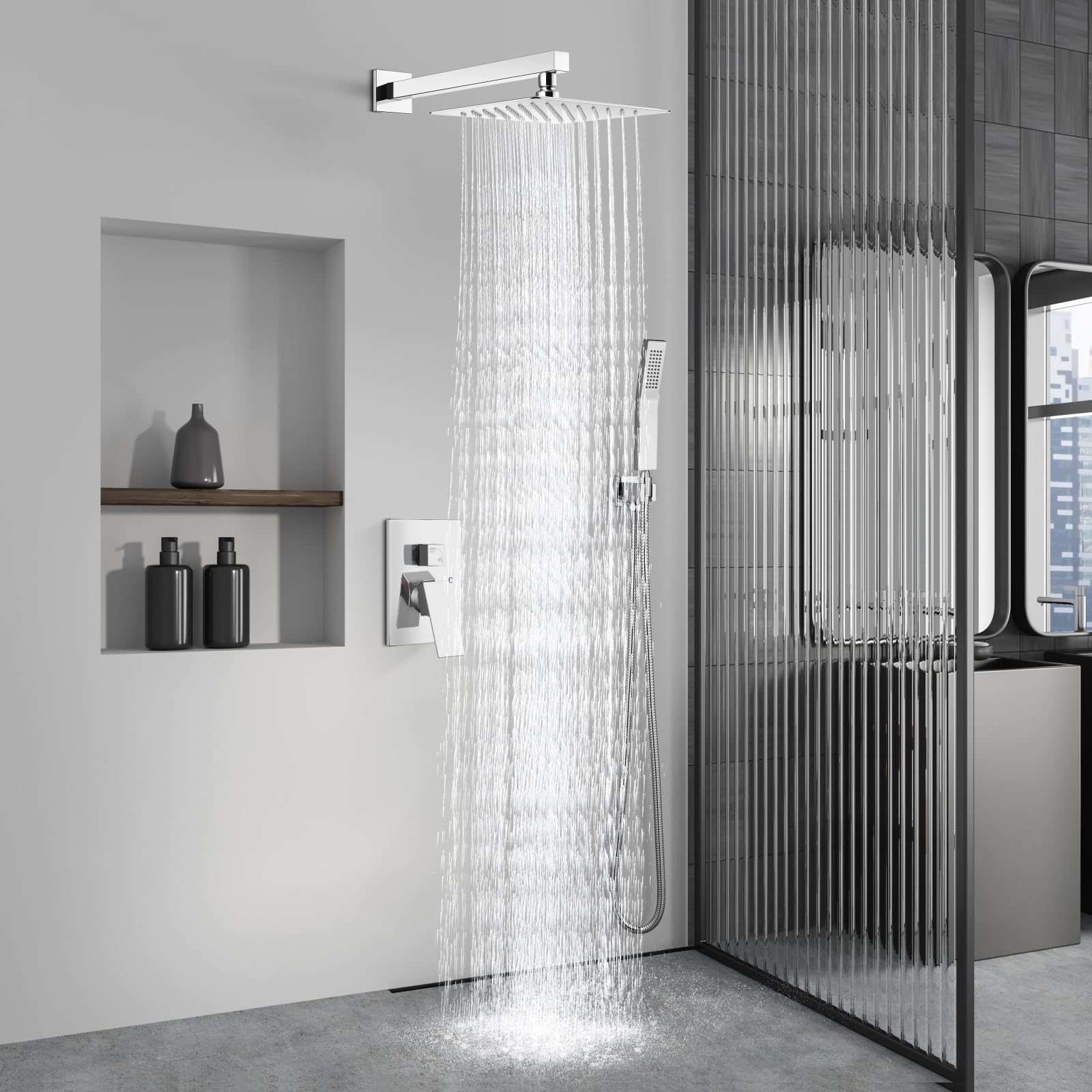 Aolemi shower head mounted on wall for a clean look