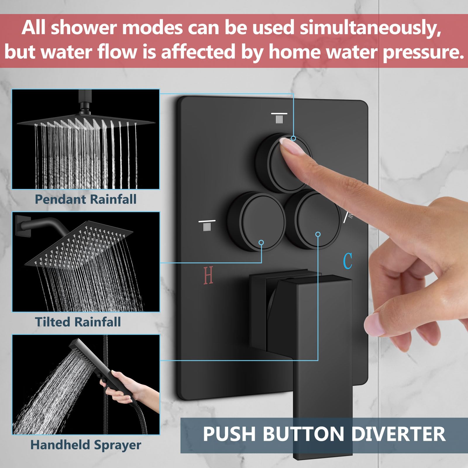 Aolemi 6-inch wall shower head with adjustable angle for targeted rinsing