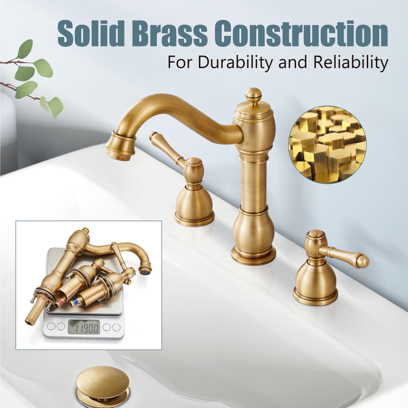 Solid brass construction ensures long-lasting reliability in classic bath interiors.