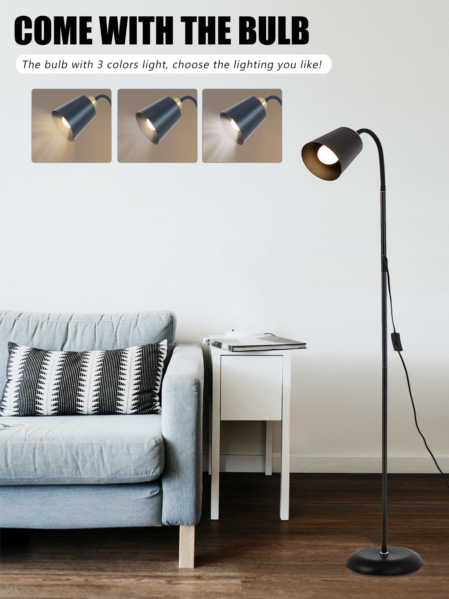 AoMck 12W LED bulb included for easy, adjustable color temperatures
