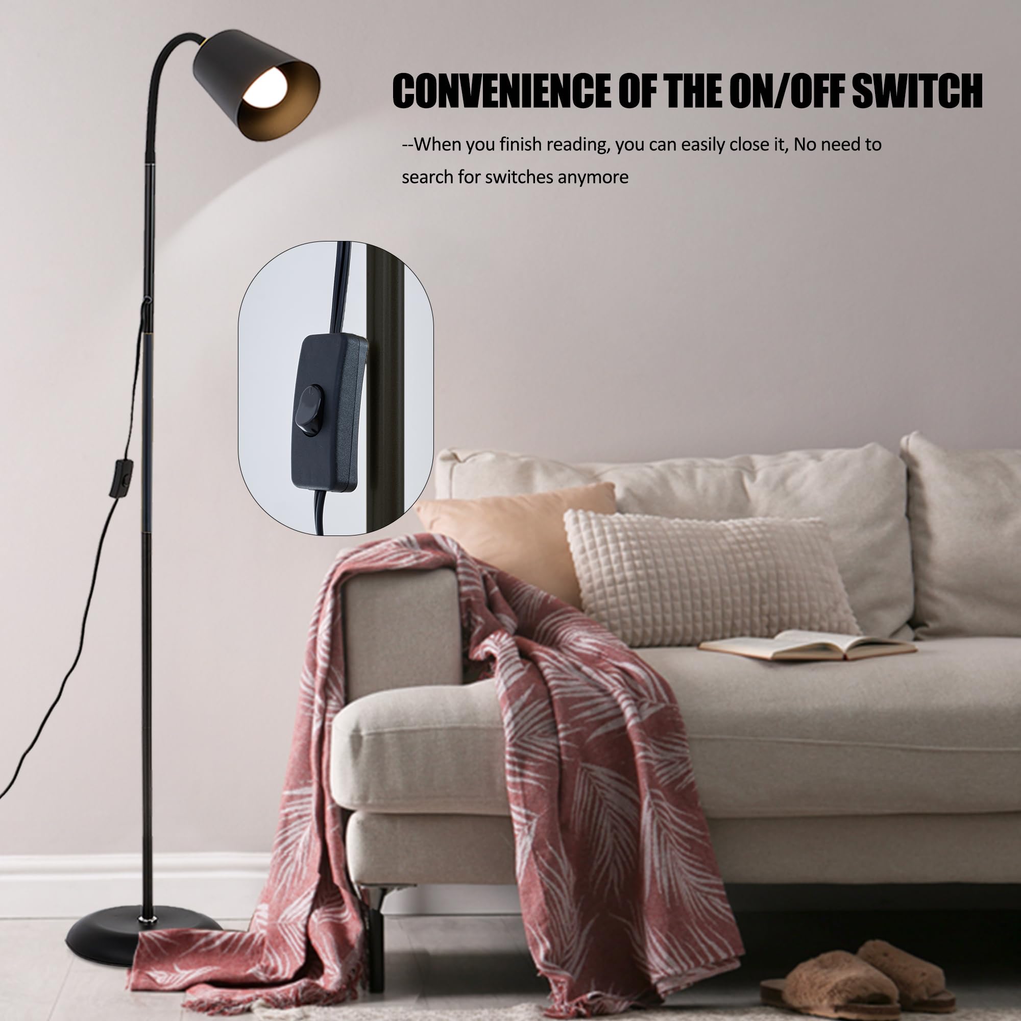 AoMck floor lamp head swivels 180 degrees for up-light or down-light lighting