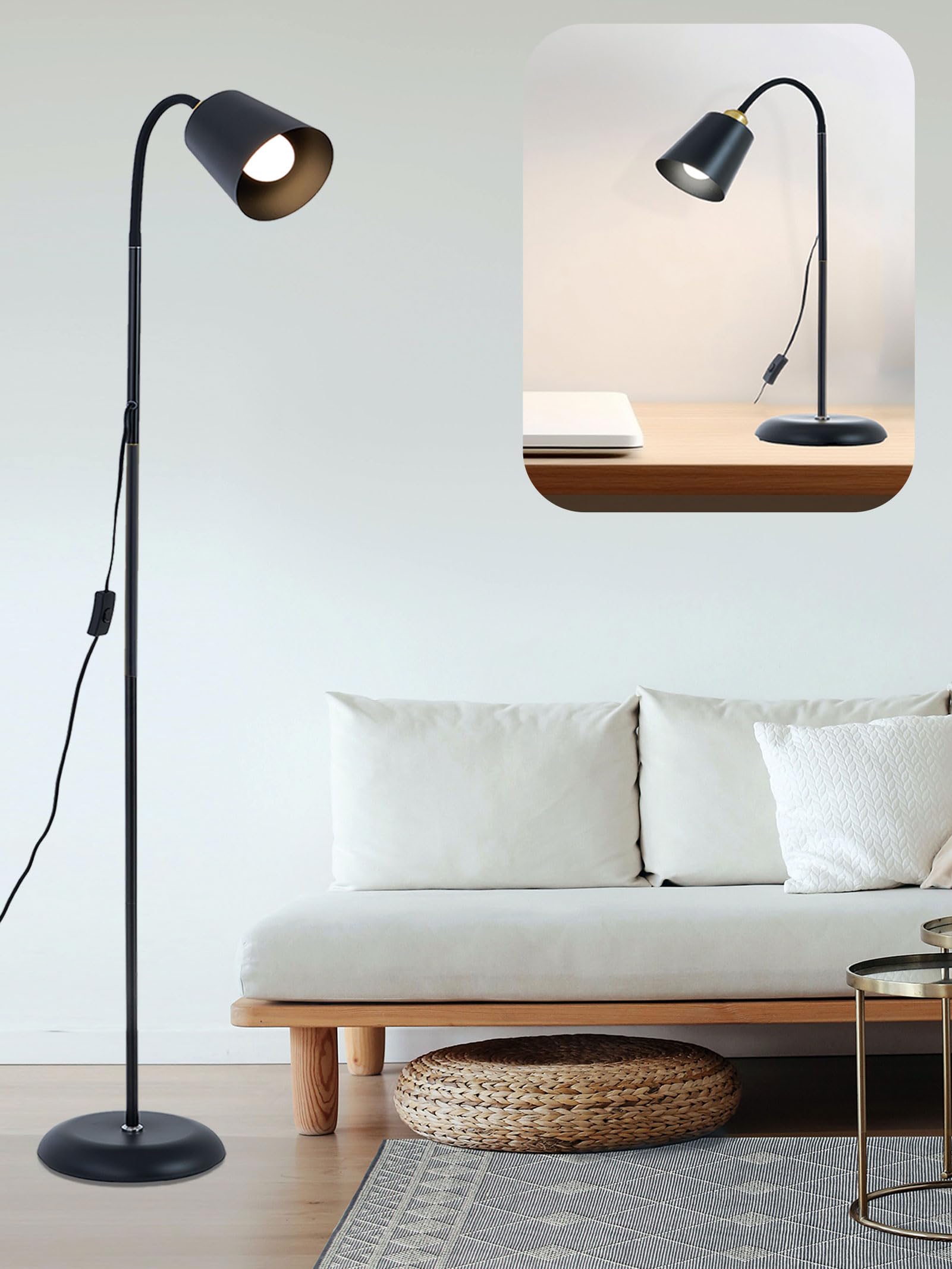 AoMck minimalist industrial floor lamp complements modern living spaces