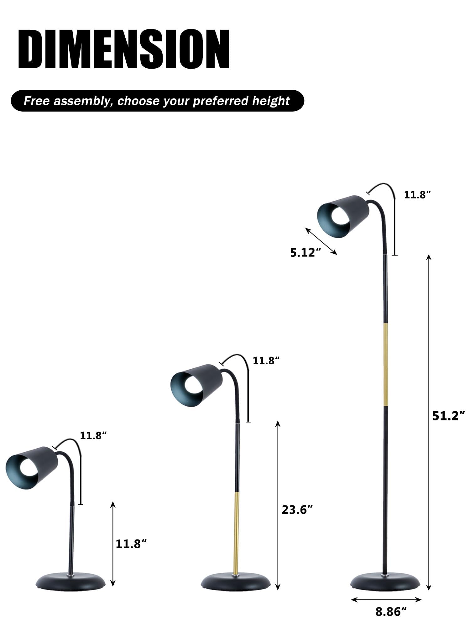 AoMck floor-reading-lamp assembly shows quick setup in minutes.