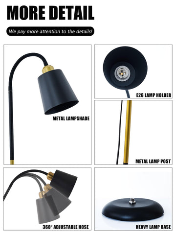 AoMck floor-reading-lamp bulb included for immediate use with 12W LED.