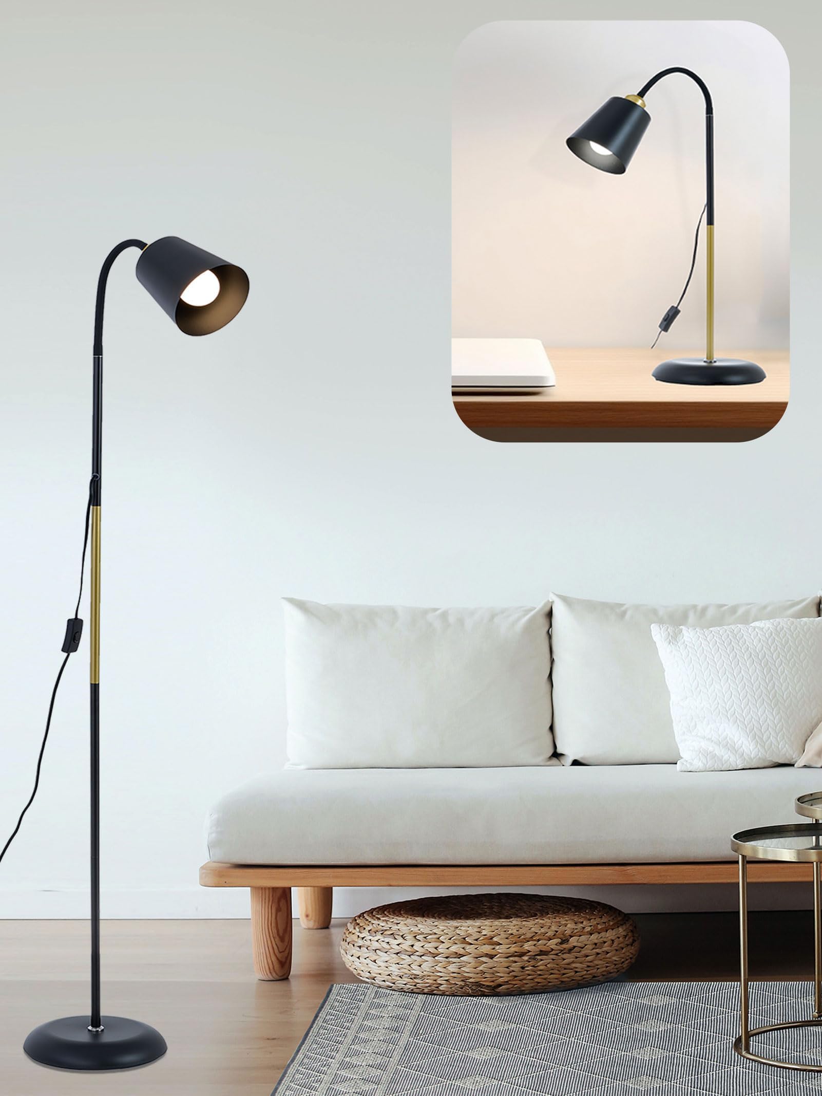 AoMck floor-reading-lamp color temperature option with three temps for mood and visibility.