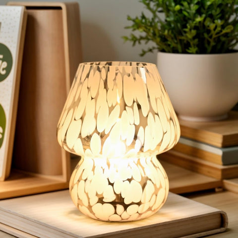 AOMOONOA Mushroom Lamp with hand-blown glass delivers a soft, cozy glow for quiet evenings.