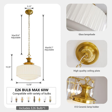 Aomuo E26 base pendant supports a wide bulb range.