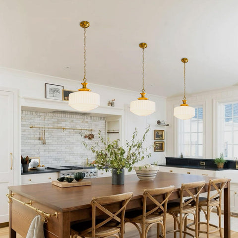 Aomuo white pleated glass drum shade delivers a soft ambient glow.