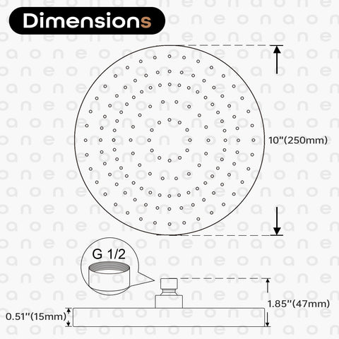 AONEON 10-inch rain shower with adjustable angle for precise family use