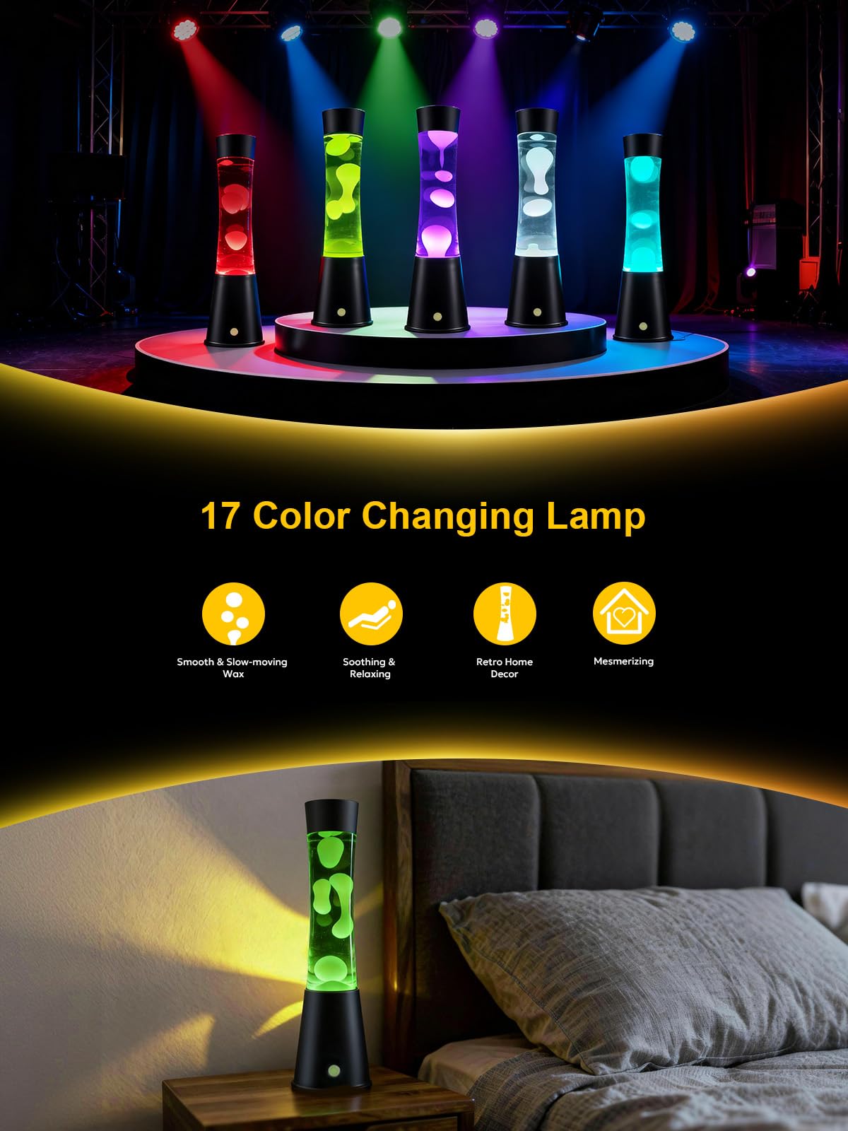 AONESY 17-color mood light showing vibrant hues for ambiance.